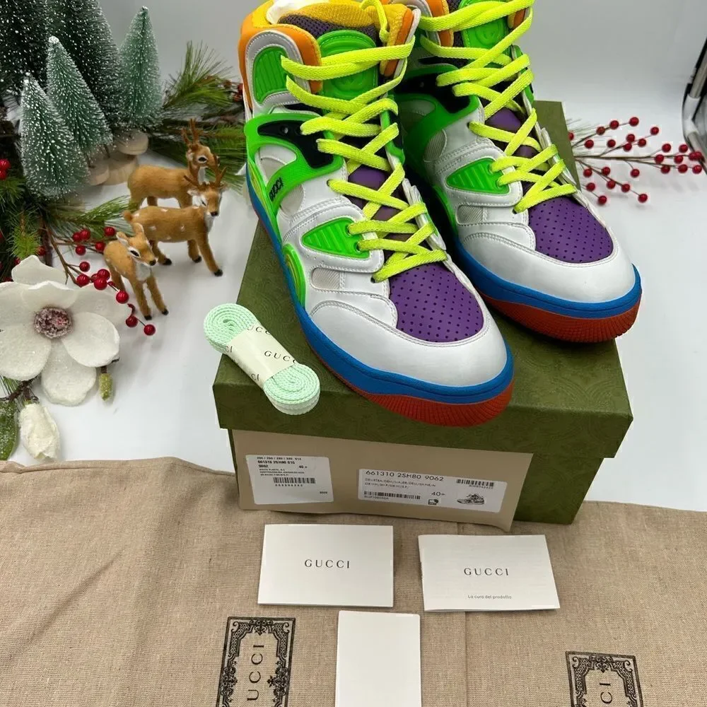 Women’s Gucci basket high top leather sneakers size 40.5 made in Italy. - Picture 2 of 10